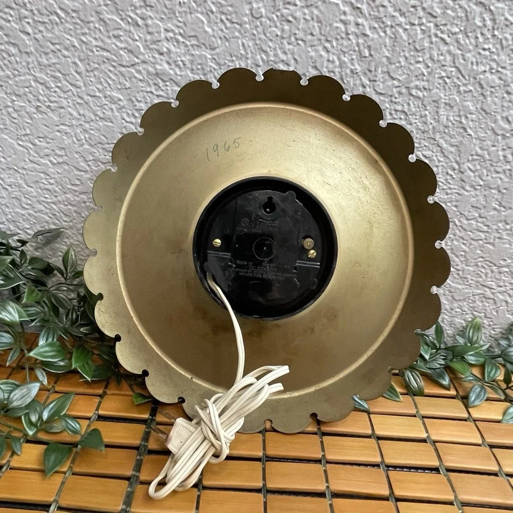Vintage GE Telechron Electric Wall Clock Metal MCM Gold 1950s WORKING Retro